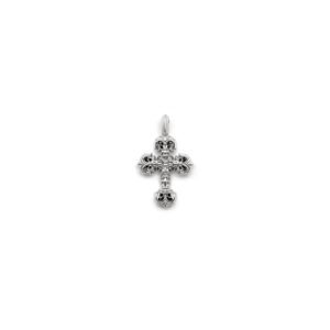 Chrome Hearts 18K White Gold Filigree Diamond Cross Charm Pendant