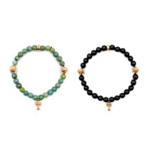 Chrome Hearts 6mm 22K Gold Cross Beaded Bracelet