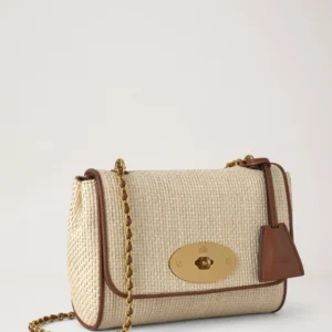 Ecru & Bright Oak Raffia & Leather Trim