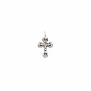 Chrome Hearts 18K White Gold Diamonds Filigree Cross Necklace Charm