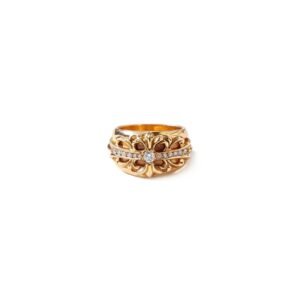 Chrome Hearts 22K Gold Diamond Keeper Cross Ring