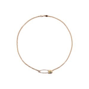 Chrome Hearts 22K Gold Emerald Safety Pin Roll Chain Necklace