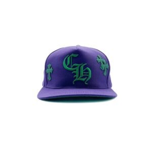 Chrome Hearts CH Embroidered Green Cross Patch Purple Cap