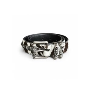Chrome Hearts Double Roller Silver Buckle Leather Belt