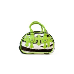 Chrome Hearts Green Cross Patch Zebra Pony Hair Mini Gym Bag