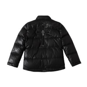 Chrome Hearts Leather Cross Patch Black Puffer Down Jacket
