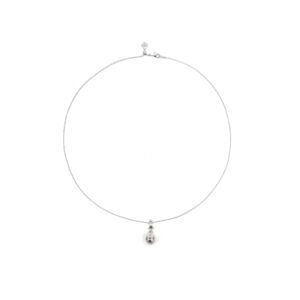 Chrome Hearts Mikimoto 18K White Gold Cross Pearl Necklace