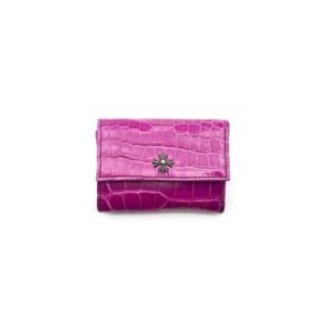 Chrome Hearts Purple Alligator Skin Silver Plus Cross Folded Cardholder