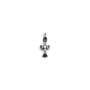 Chrome Hearts Silver Diamonds Babyfat Cross Charm Pendant