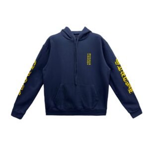 Chrome Hearts Yellow Script Sleeve Navy Pullover Hoodie