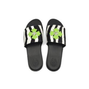 Chrome Hearts Zebra Pattern Flame Silver Cross Slipper